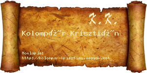 Kolompár Krisztián névjegykártya